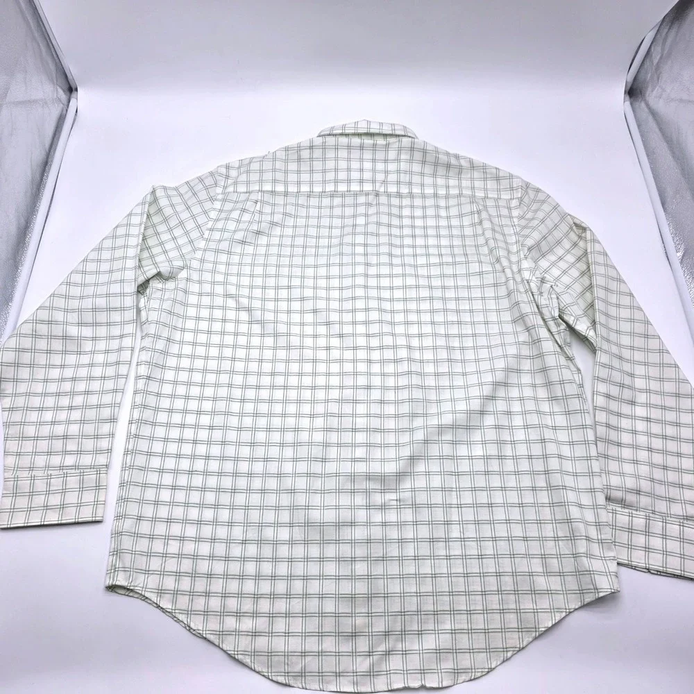 Banana Republic Mens‎ XL Green White Windowpane Cotton Button Down Shirt